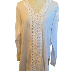 Raj 💯 cotton white‎ cover up made in India size large